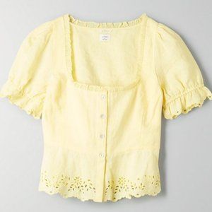 Aritzia Wilfred Arwen Blouse Lemon Meringue